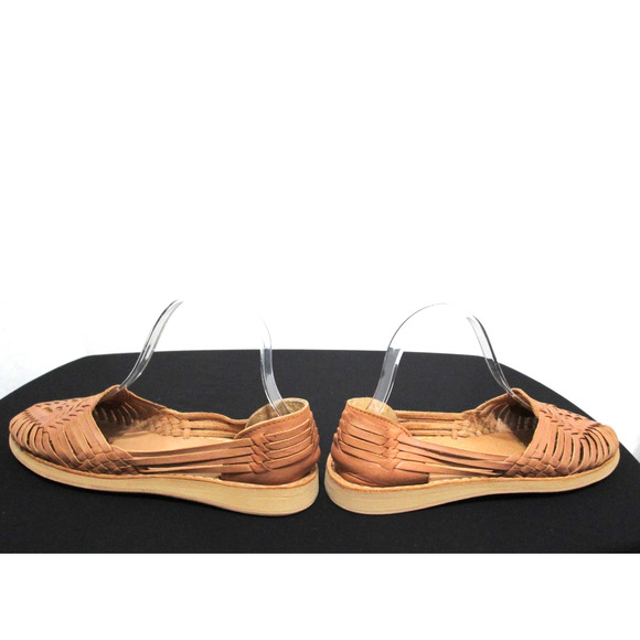 EUC! Macarena Collection Tan Brown Leather Woven Huarache Sandals Women 7.5 - Picture 8 of 10